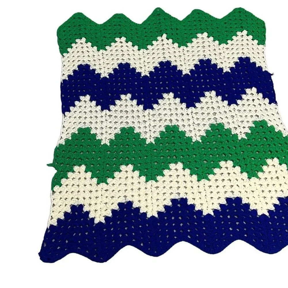 Handmade Crochet Knit Herringbone-Style Pattern lap blanket  30
